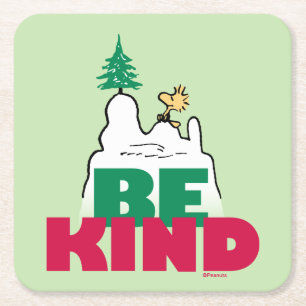 Peanuts Snoopy & Woodstock Be Kind Square Paper Coaster
