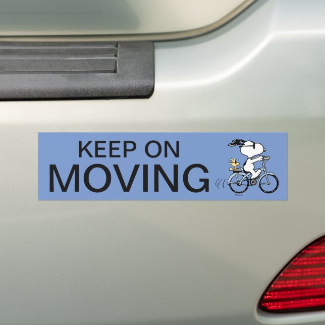 Peanuts | Snoopy & Woodstock Bicycle Bumper Sticker (On Car)
