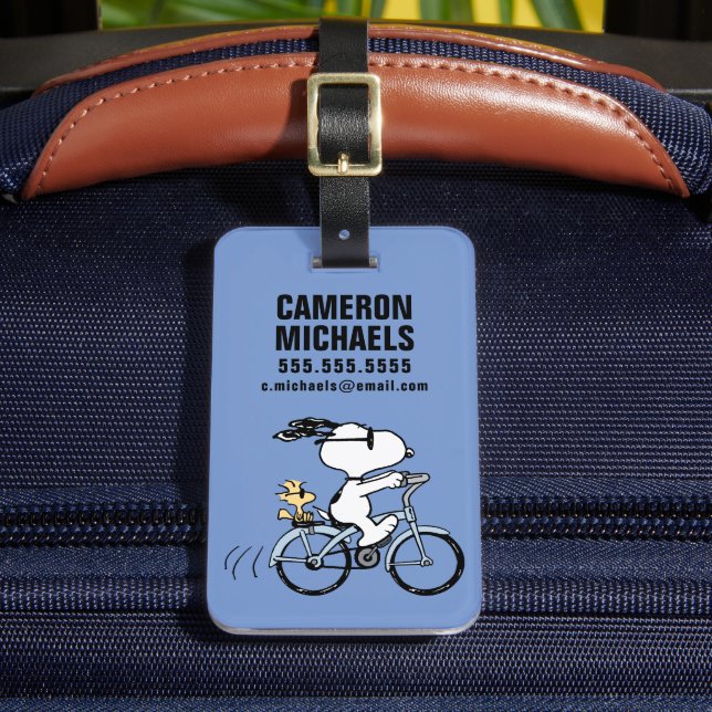 Peanuts | Snoopy & Woodstock Bicycle Luggage Tag (Front Insitu 2)