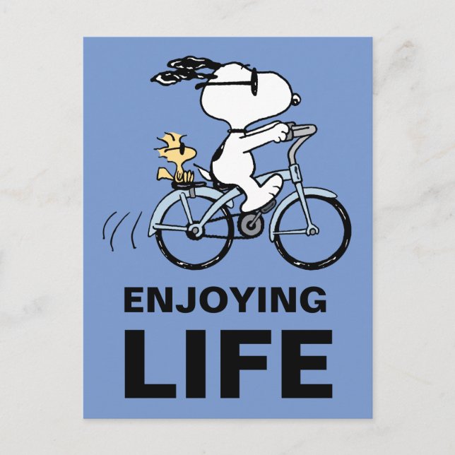 Peanuts | Snoopy & Woodstock Bicycle Postcard (Front)