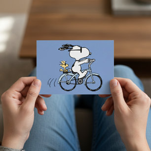 Peanuts   Snoopy & Woodstock Bicycle Postcard