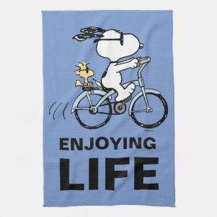 Peanuts   Snoopy & Woodstock Bicycle Tea Towel