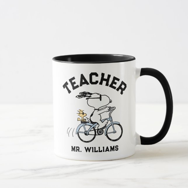 Peanuts | Snoopy & Woodstock Bicycle Teacher Mug (Right)