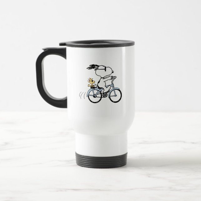 Peanuts | Snoopy & Woodstock Bicycle Travel Mug (Left)