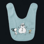 Peanuts | Snoopy & Woodstock Build A Snowman Bib<br><div class="desc">Check out this fun Peanuts design featuring Snoopy and Woodstock.</div>