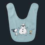 Peanuts | Snoopy & Woodstock Build A Snowman Bib<br><div class="desc">Check out this fun Peanuts design featuring Snoopy and Woodstock.</div>