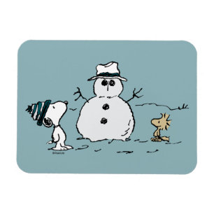 Peanuts   Snoopy & Woodstock Build A Snowman Magnet