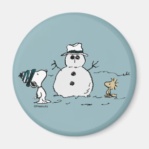 Peanuts   Snoopy & Woodstock Build A Snowman Magnet
