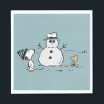 Peanuts | Snoopy & Woodstock Build A Snowman Napkin<br><div class="desc">Check out this fun Peanuts design featuring Snoopy and Woodstock.</div>
