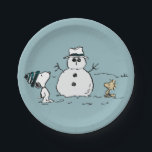 Peanuts | Snoopy & Woodstock Build A Snowman Paper Plate<br><div class="desc">Check out this fun Peanuts design featuring Snoopy and Woodstock.</div>