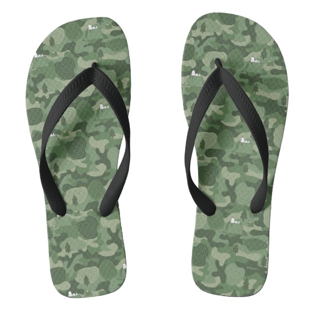 Peanuts | Snoopy & Woodstock Camouflage Camp Flip Flops (Footbed)