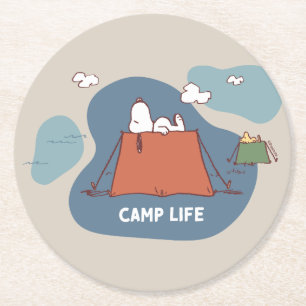 Peanuts Snoopy & Woodstock Camp Life Round Paper Coaster