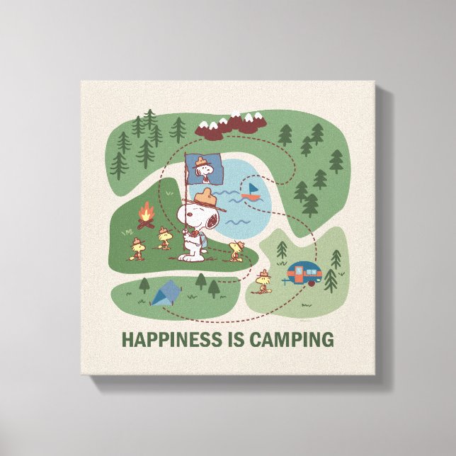 Peanuts | Snoopy & Woodstock Camp Map Canvas Print (Front)