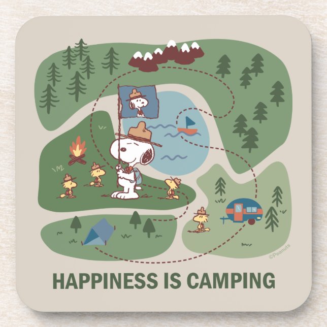 Peanuts | Snoopy & Woodstock Camp Map Coaster (Front)