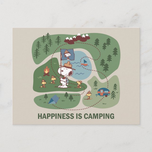 Peanuts | Snoopy & Woodstock Camp Map Postcard (Front)