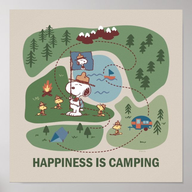 Peanuts | Snoopy & Woodstock Camp Map Poster (Front)