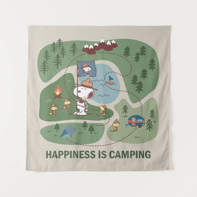 Peanuts | Snoopy & Woodstock Camp Map Tapestry (Front)