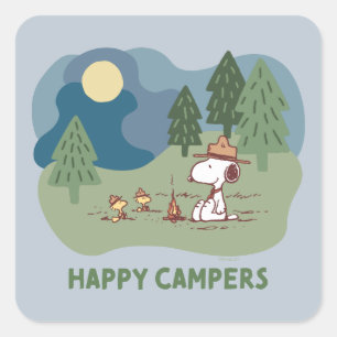 Peanuts   Snoopy & Woodstock Camp Site Square Sticker