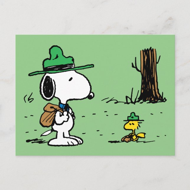 Peanuts | Snoopy & Woodstock Camping Postcard (Front)