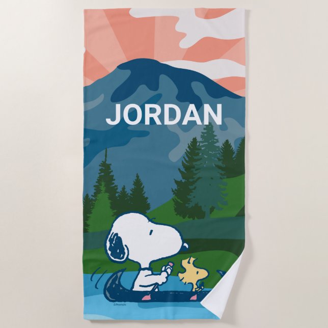 Peanuts | Snoopy & Woodstock Canoe Beach Towel (Front)