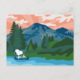 Peanuts   Snoopy & Woodstock Canoe Postcard