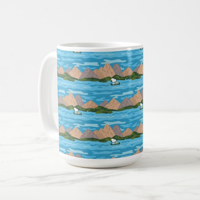 Peanuts | Snoopy & Woodstock Canoe Ride Pattern Coffee Mug (Front Left)