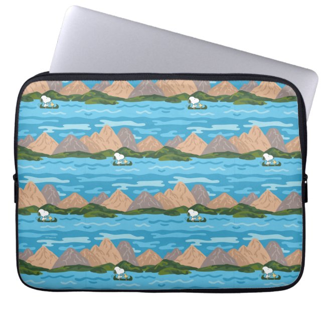 Peanuts | Snoopy & Woodstock Canoe Ride Pattern Laptop Sleeve (Front)