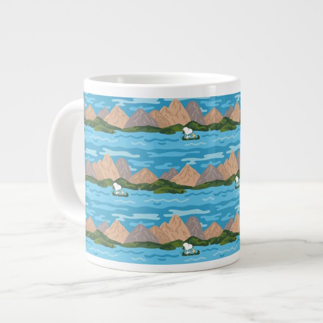 Peanuts | Snoopy & Woodstock Canoe Ride Pattern Large Coffee Mug (Front Left)