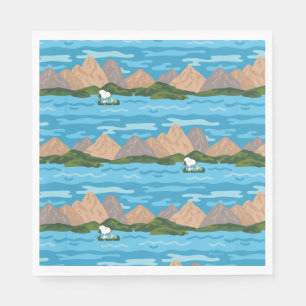 Peanuts   Snoopy & Woodstock Canoe Ride Pattern Napkin