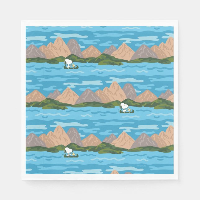Peanuts | Snoopy & Woodstock Canoe Ride Pattern Napkin (Front)