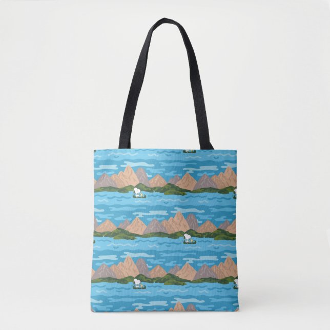 Peanuts | Snoopy & Woodstock Canoe Ride Pattern Tote Bag (Front)