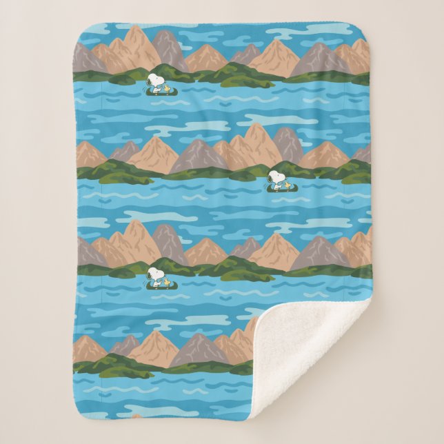 Peanuts | Snoopy & Woodstock Canoe Ride Sherpa Blanket (Front)