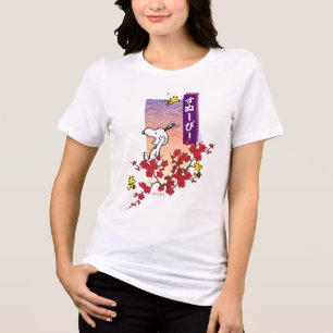 Peanuts Snoopy & Woodstock Cherry Blossom Branch Tri-Blend Shirt