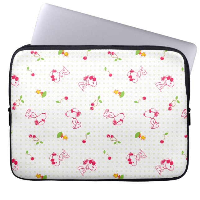Peanuts | Snoopy & Woodstock Cherry Pattern Laptop Sleeve (Front)