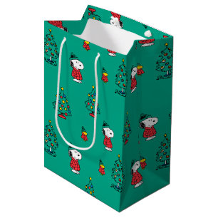 Peanuts   Snoopy & Woodstock Christmas Pattern Medium Gift Bag
