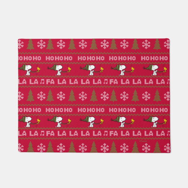 Peanuts | Snoopy & Woodstock Christmas Sweater Doormat (Front)