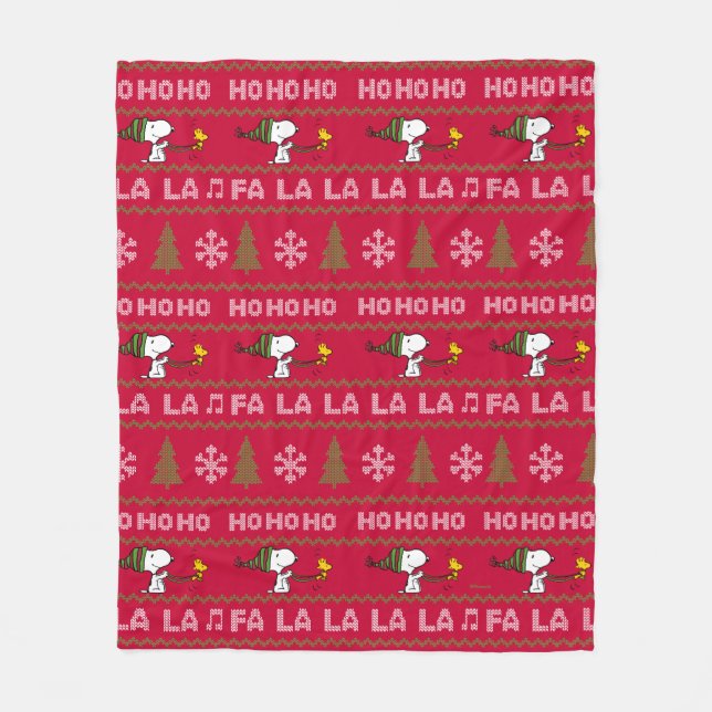 Peanuts | Snoopy & Woodstock Christmas Sweater Fleece Blanket (Front)