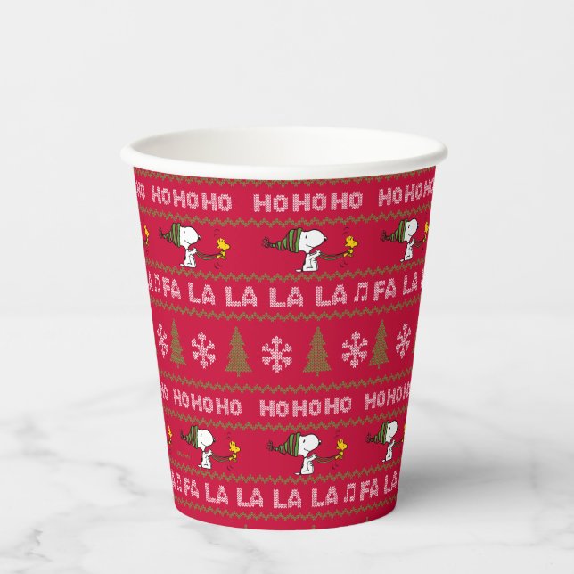 Peanuts | Snoopy & Woodstock Christmas Sweater Paper Cups (Front)