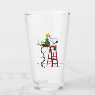Peanuts Snoopy & Woodstock Christmas Tree Glass