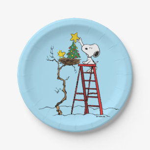 Peanuts   Snoopy & Woodstock Christmas Tree Paper Plate