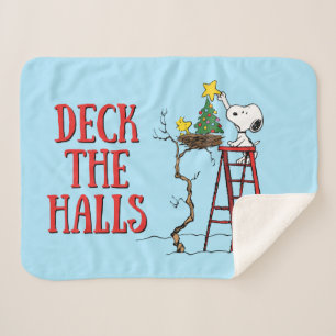 Peanuts   Snoopy & Woodstock Christmas Tree Sherpa Blanket