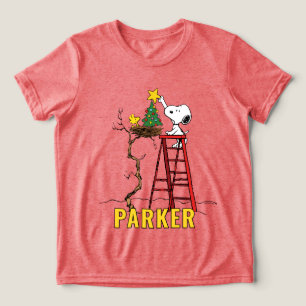 Peanuts   Snoopy & Woodstock Christmas Tree Tri-Blend Shirt