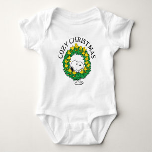 Peanuts Snoopy & Woodstock Christmas Wreath Baby Bodysuit