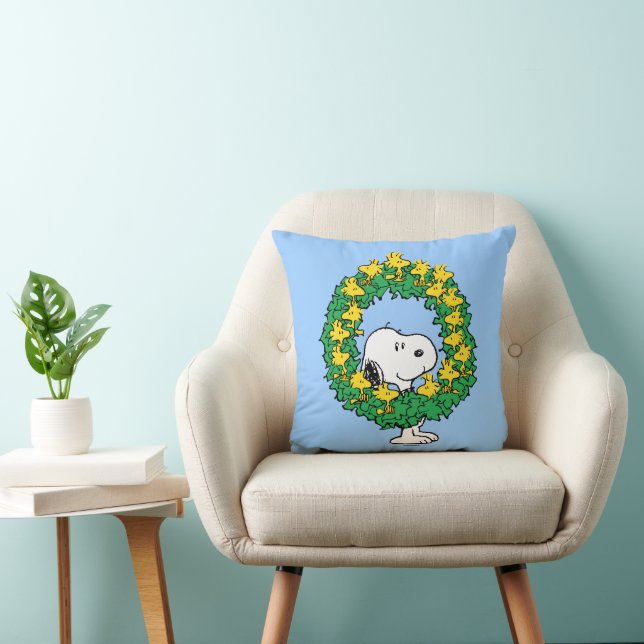 Peanuts | Snoopy & Woodstock Christmas Wreath Cushion (Chair)
