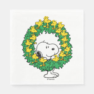Peanuts   Snoopy & Woodstock Christmas Wreath Napkin