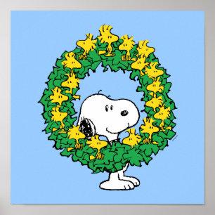Peanuts   Snoopy & Woodstock Christmas Wreath Poster
