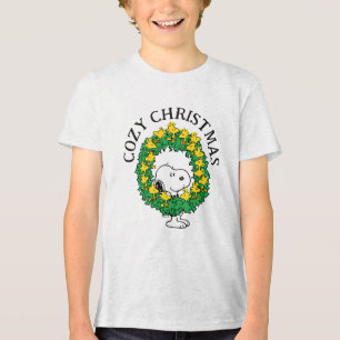 Peanuts   Snoopy & Woodstock Christmas Wreath Tri-Blend Shirt