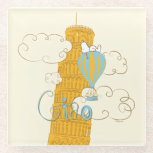 Peanuts Snoopy & Woodstock Ciao Glass Coaster