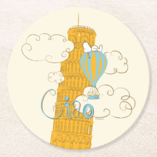 Peanuts Snoopy & Woodstock Ciao Round Paper Coaster