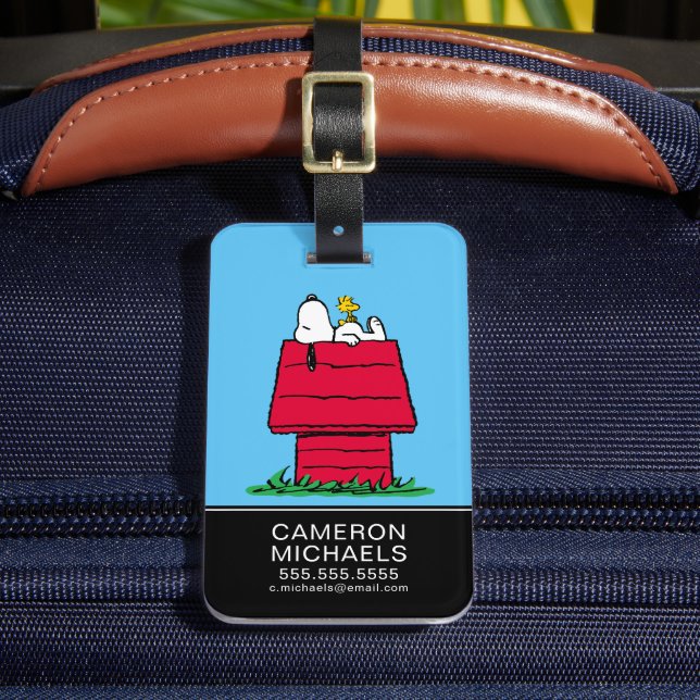 Peanuts | Snoopy & Woodstock Doghouse Luggage Tag (Front Insitu 2)